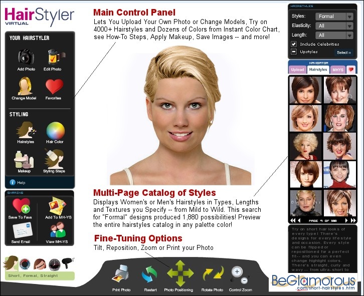 Try short hair style looks 
on your face photo, online