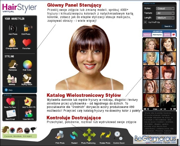 Wirtualne Fryzury i 
Kolory Włosów Online 