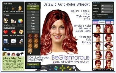 Wirtualny symulator fryzura online - 
spróbuj fryzury, kolory włosów na zdjęciu 